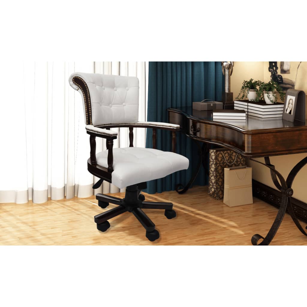 vidaXL Scaun de birou pivotant, alb vidaXL Scaun de birou pivotant, alb
