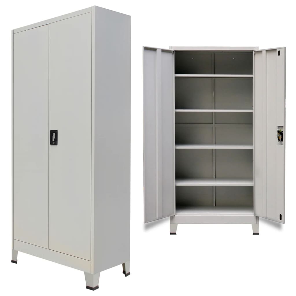 vidaXL Dulap de birou cu 2 uși din oțel 90x40x180 cm, gri vidaXL Dulap de birou cu 2 uși din oțel 90x40x180 cm, gri