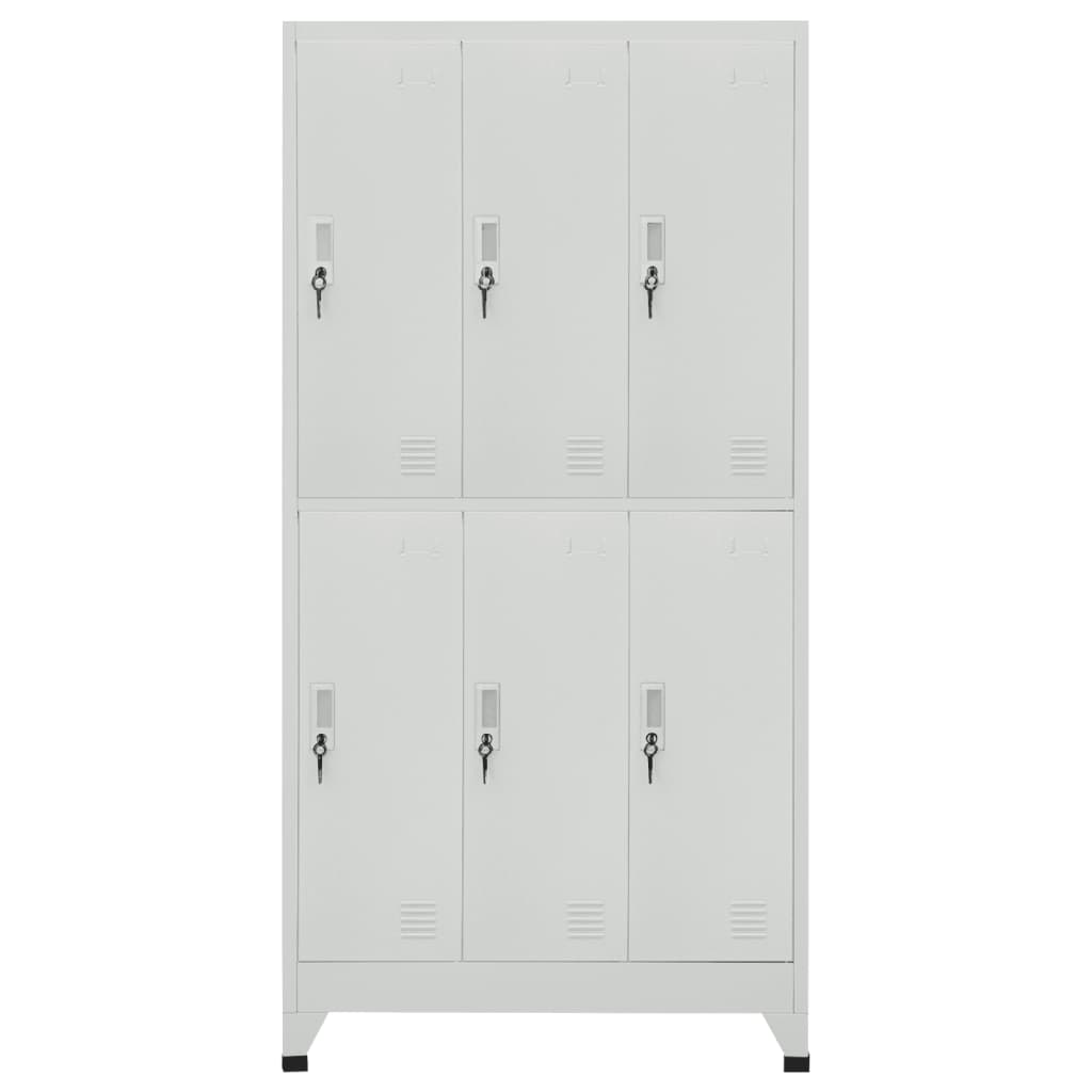 vidaXL Dulap vestiar cu 6 compartimente, oțel, 90 x 45 x 180 cm, gri