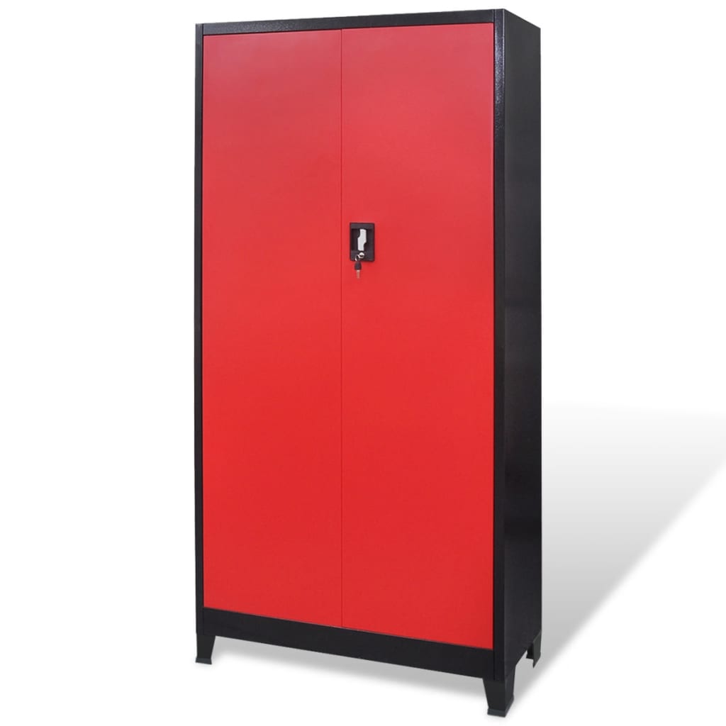 vidaXL Dulap scule cu 2 uși, oțel, 90 x 40 x 180 cm, negru și roșu vidaXL Dulap scule cu 2 uși, oțel, 90 x 40 x 180 cm, negru și roșu