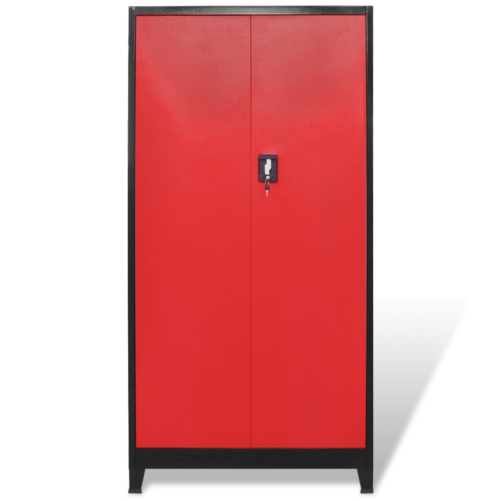 vidaXL Dulap scule cu 2 uși, oțel, 90 x 40 x 180 cm, negru și roșu vidaXL Dulap scule cu 2 uși, oțel, 90 x 40 x 180 cm, negru și roșu