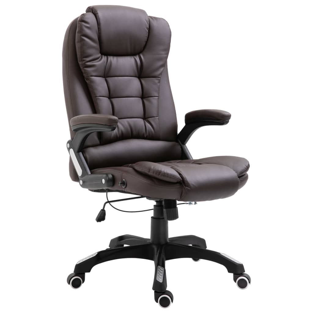 vidaXL Scaun de birou, maro, piele ecologică vidaXL Scaun de birou, maro, piele ecologică