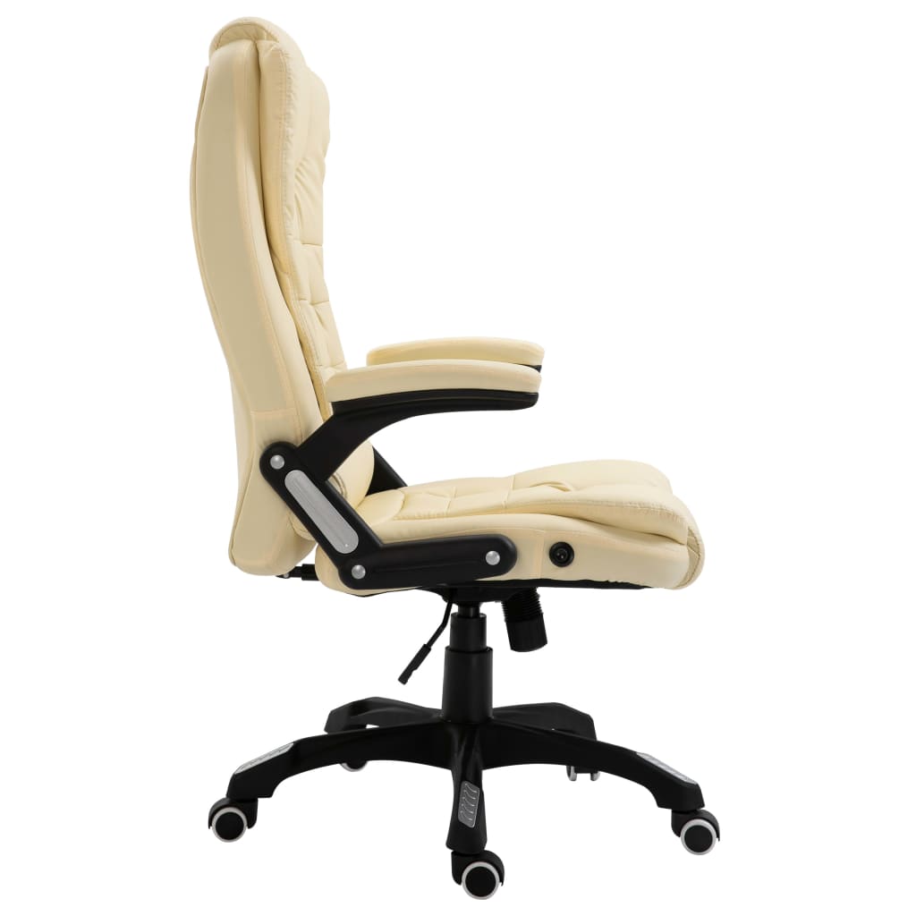 vidaXL Scaun de birou, crem, piele ecologică vidaXL Scaun de birou, crem, piele ecologică