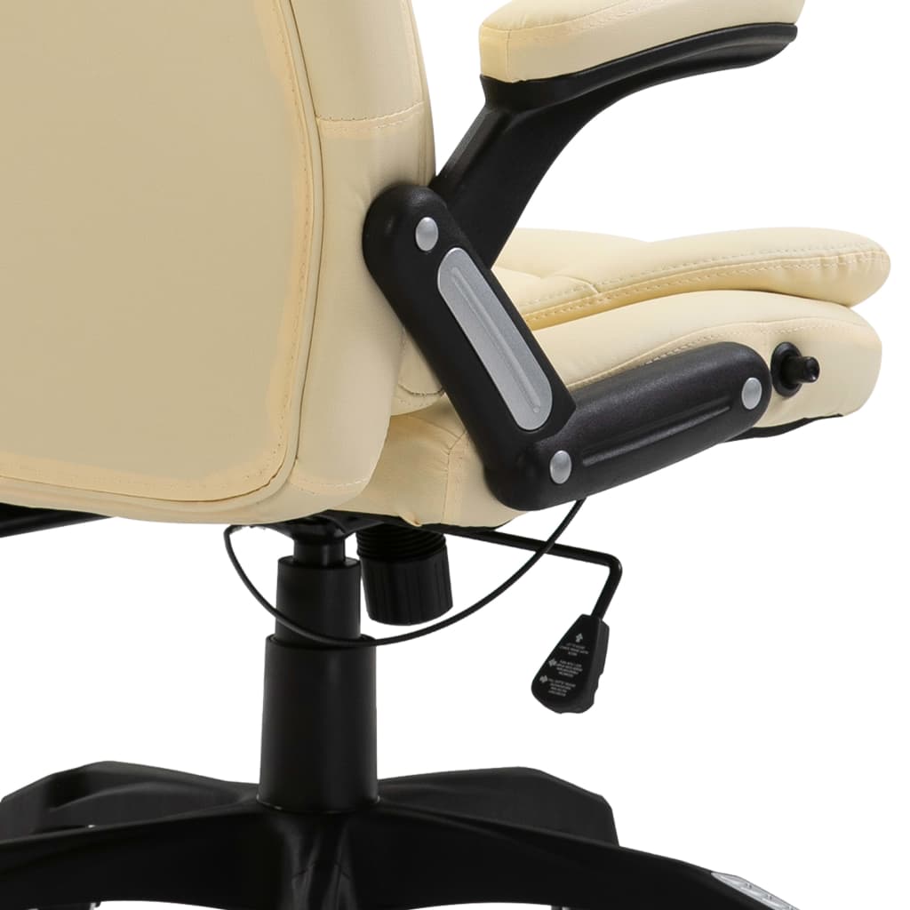 vidaXL Scaun de birou, crem, piele ecologică vidaXL Scaun de birou, crem, piele ecologică