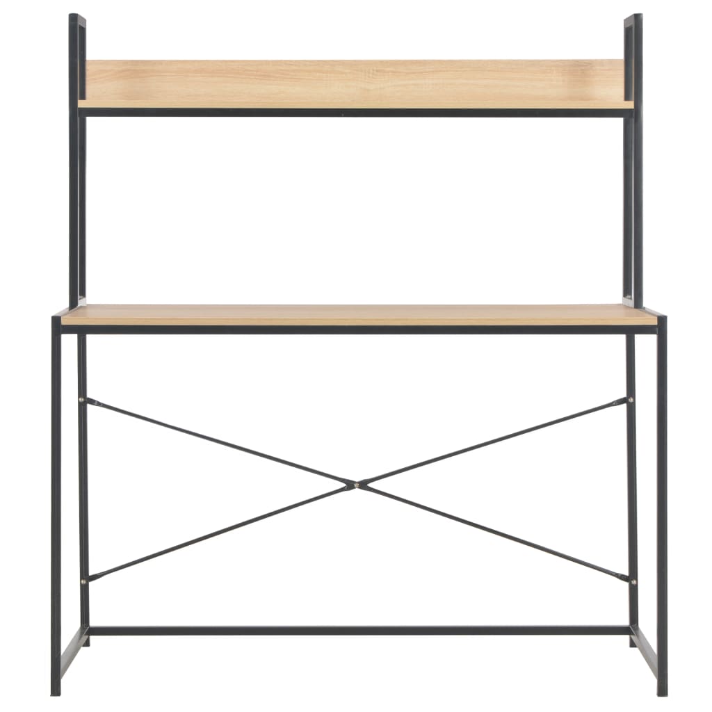 vidaXL Birou de calculator, negru și stejar, 120 x 60 x 138 cm