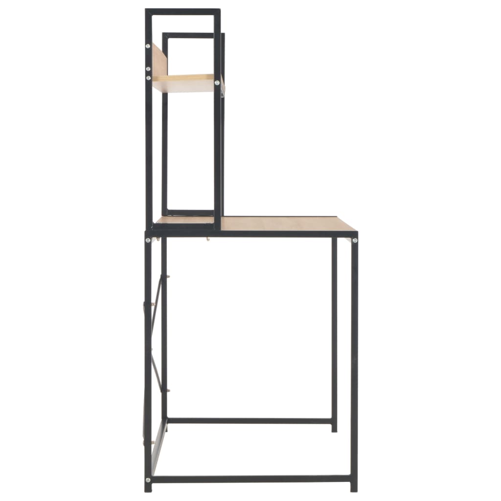 vidaXL Birou de calculator, negru și stejar, 120 x 60 x 138 cm
