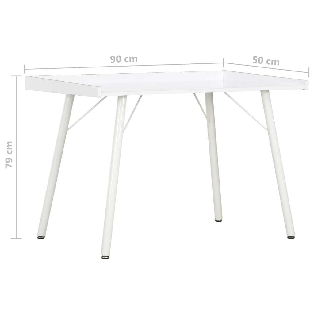 vidaXL Birou, alb, 90 x 50 x 79 cm