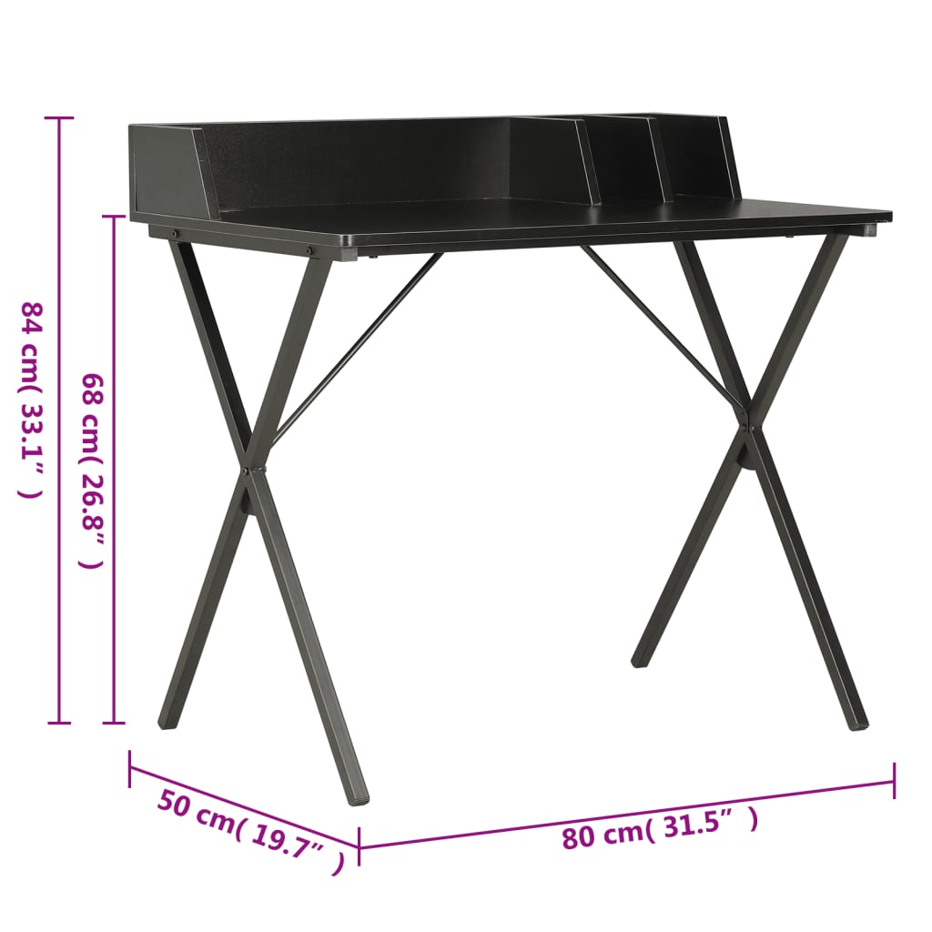 vidaXL Birou, negru, 80x50x84 cm