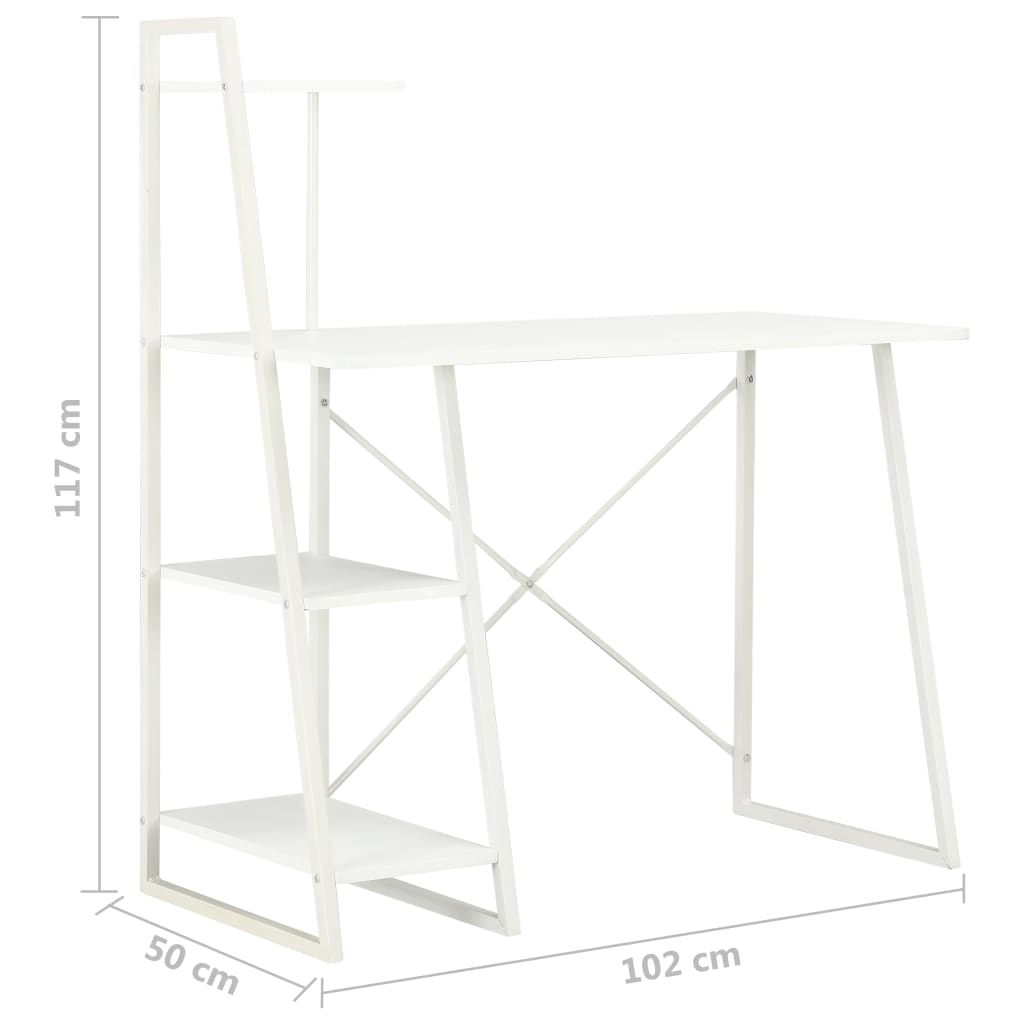 vidaXL Birou cu rafturi, alb, 102 x 50 x 117 cm vidaXL Birou cu rafturi, alb, 102 x 50 x 117 cm