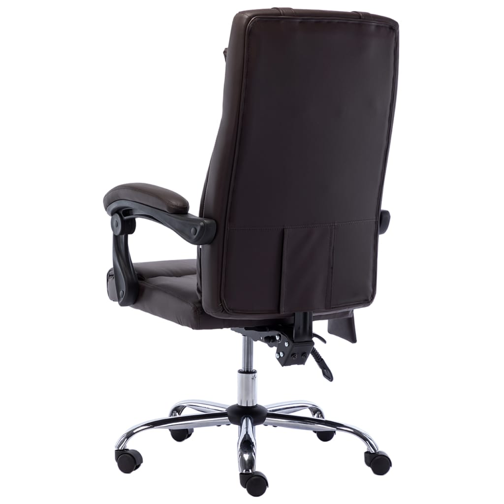 vidaXL Scaun de birou cu masaj, maro, piele ecologică vidaXL Scaun de birou cu masaj, maro, piele ecologică