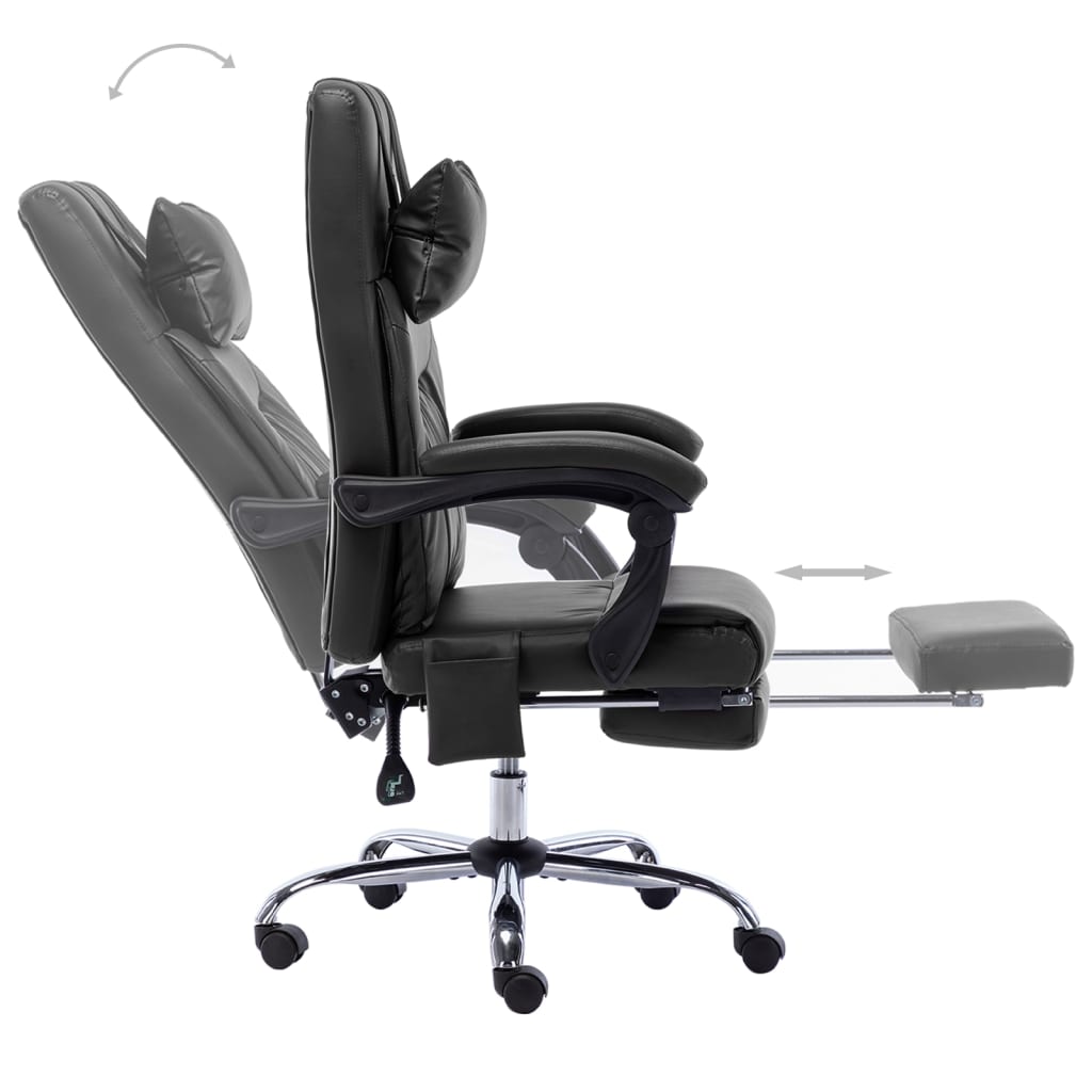 vidaXL Scaun de birou cu masaj, negru, piele ecologică vidaXL Scaun de birou cu masaj, negru, piele ecologică