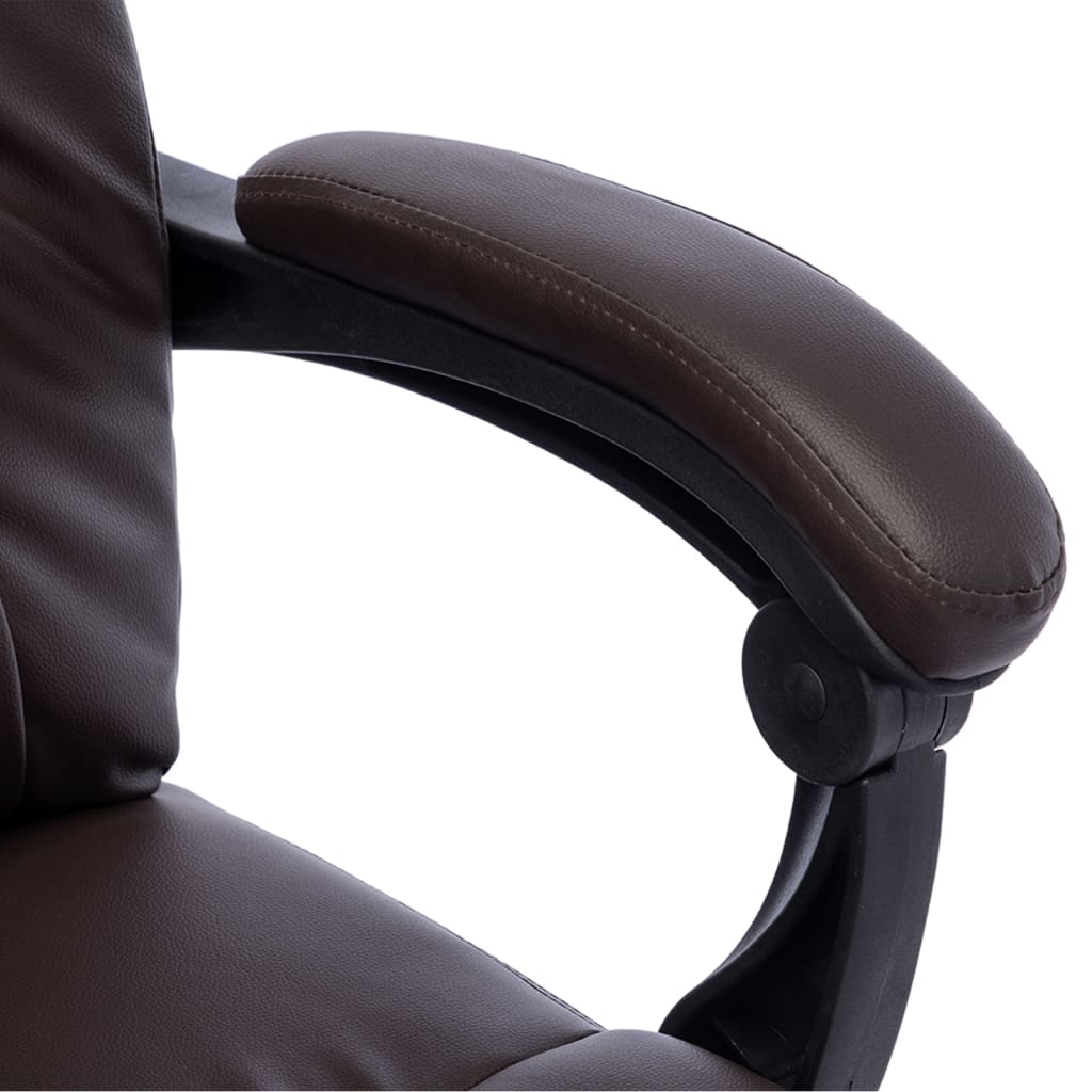 vidaXL Scaun de birou cu masaj, maro, piele ecologică vidaXL Scaun de birou cu masaj, maro, piele ecologică