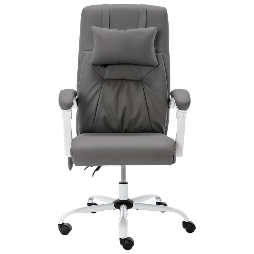 vidaXL Scaun de birou cu masaj, gri, piele ecologică vidaXL Scaun de birou cu masaj, gri, piele ecologică