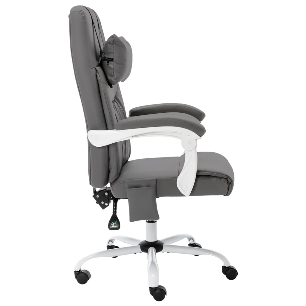 vidaXL Scaun de birou cu masaj, gri, piele ecologică vidaXL Scaun de birou cu masaj, gri, piele ecologică