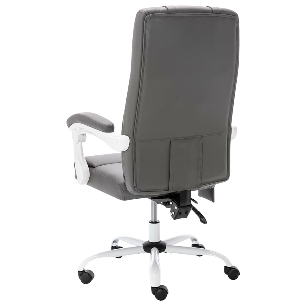 vidaXL Scaun de birou cu masaj, gri, piele ecologică vidaXL Scaun de birou cu masaj, gri, piele ecologică