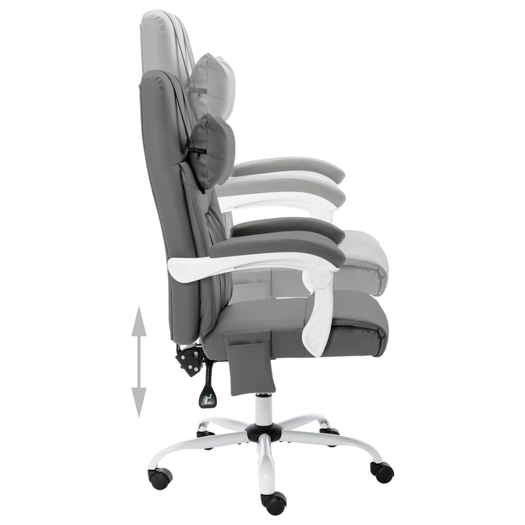 vidaXL Scaun de birou cu masaj, gri, piele ecologică vidaXL Scaun de birou cu masaj, gri, piele ecologică