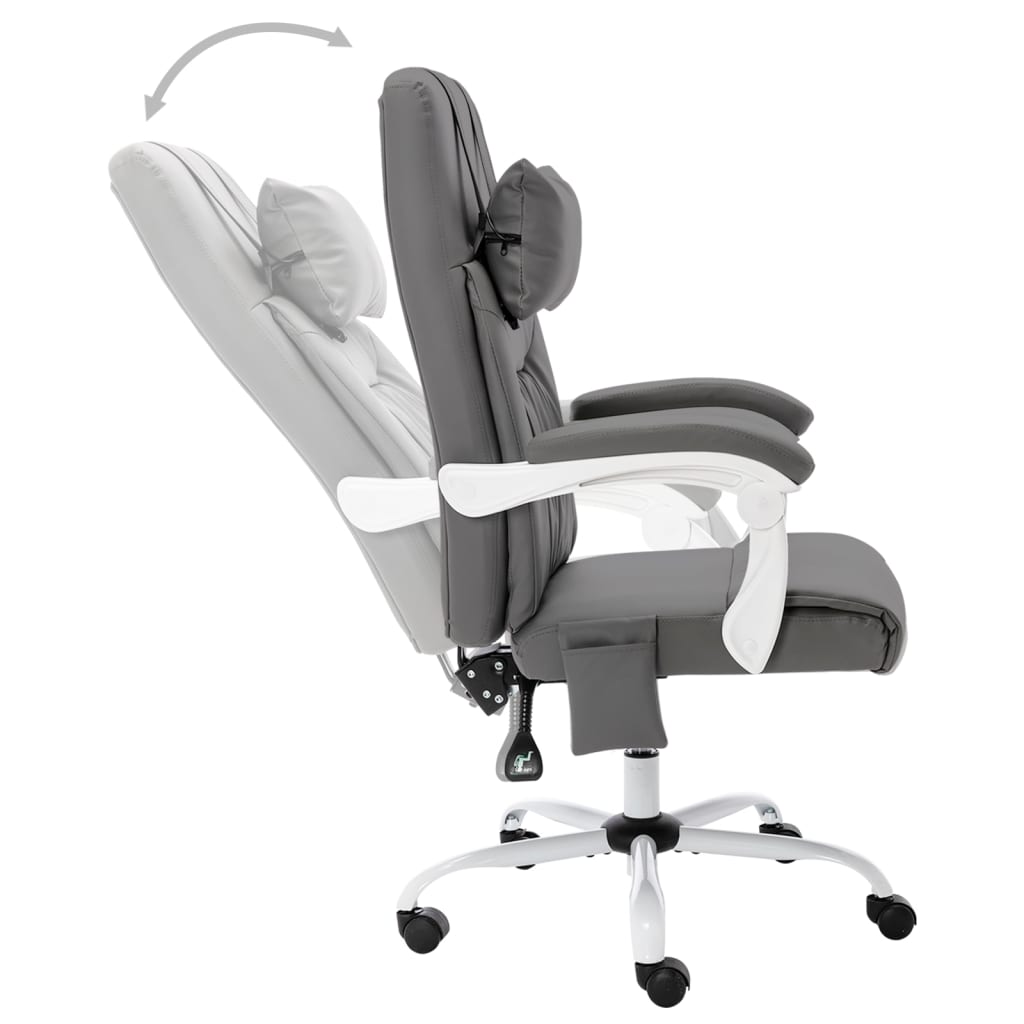 vidaXL Scaun de birou cu masaj, gri, piele ecologică vidaXL Scaun de birou cu masaj, gri, piele ecologică