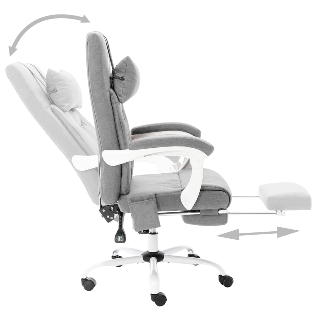 vidaXL Scaun de birou cu masaj, gri, material textil vidaXL Scaun de birou cu masaj, gri, material textil