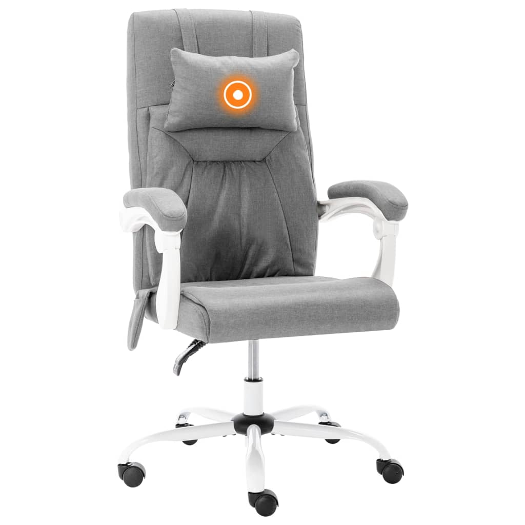 vidaXL Scaun de birou cu masaj, gri, material textil vidaXL Scaun de birou cu masaj, gri, material textil