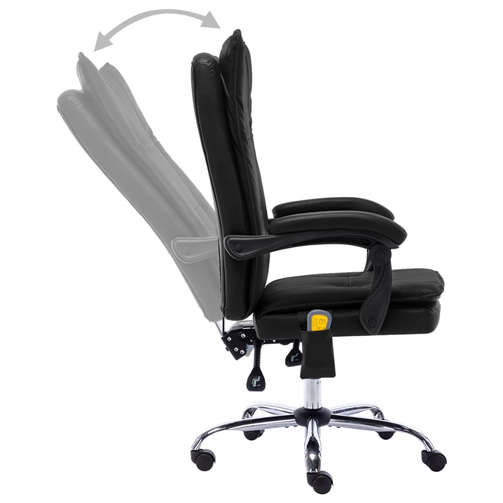 vidaXL Scaun de birou cu masaj, negru, piele ecologică vidaXL Scaun de birou cu masaj, negru, piele ecologică