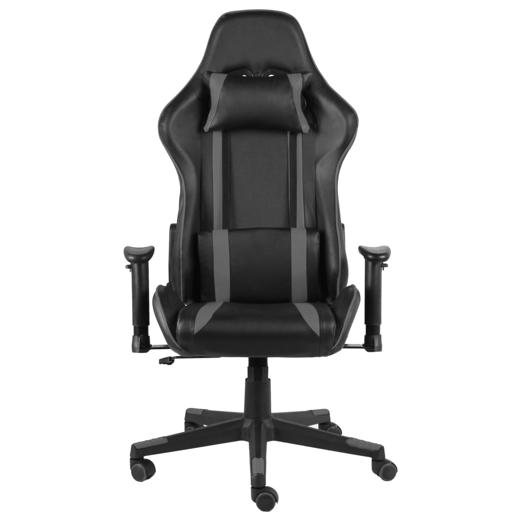 vidaXL Scaun de gaming pivotant, gri, PVC vidaXL Scaun de gaming pivotant, gri, PVC