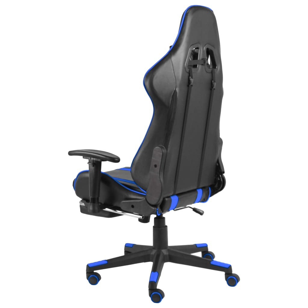 vidaXL Scaun de jocuri pivotant cu suport de picioare, albastru, PVC