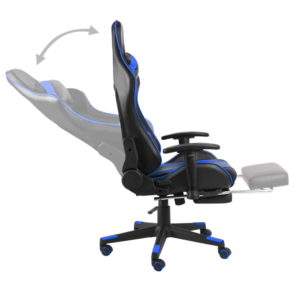 vidaXL Scaun de jocuri pivotant cu suport de picioare, albastru, PVC