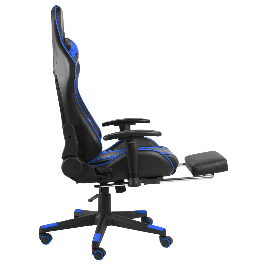 vidaXL Scaun de jocuri pivotant cu suport de picioare, albastru, PVC