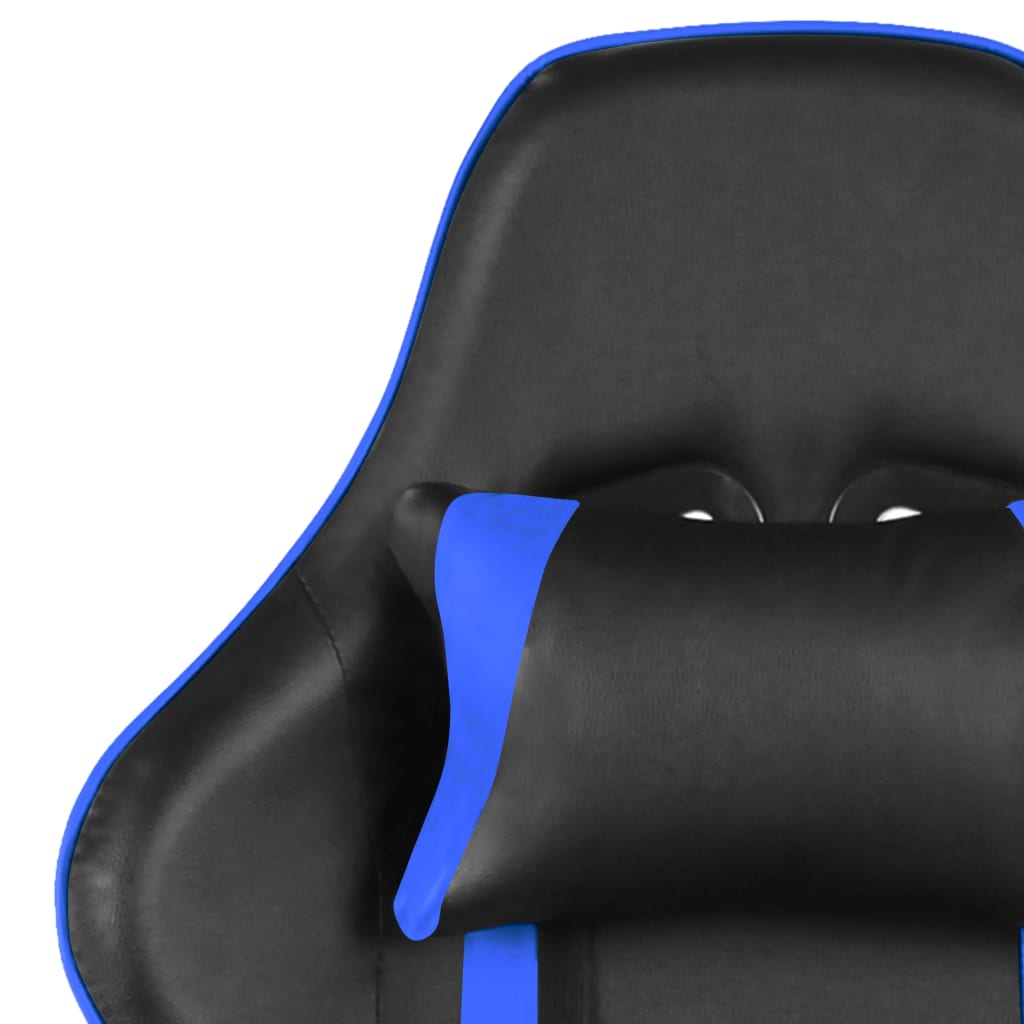 vidaXL Scaun de jocuri pivotant cu suport de picioare, albastru, PVC