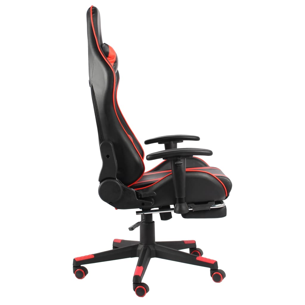 vidaXL Scaun de gaming pivotant cu suport de picioare, roșu, PVC vidaXL Scaun de gaming pivotant cu suport de picioare, roșu, PVC