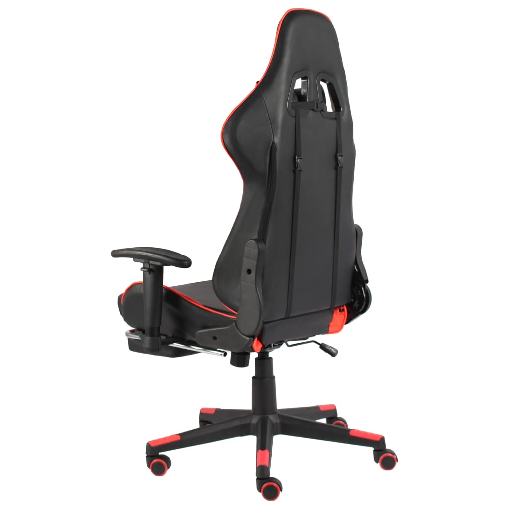 vidaXL Scaun jocuri pivotant cu suport de picioare, roșu, PVC vidaXL Scaun jocuri pivotant cu suport de picioare, roșu, PVC
