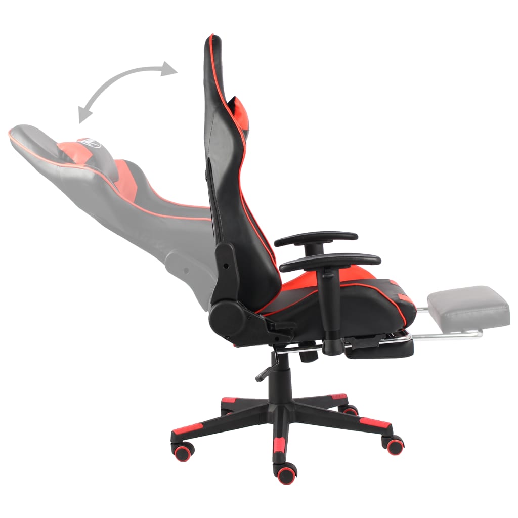 vidaXL Scaun jocuri pivotant cu suport de picioare, roșu, PVC vidaXL Scaun jocuri pivotant cu suport de picioare, roșu, PVC