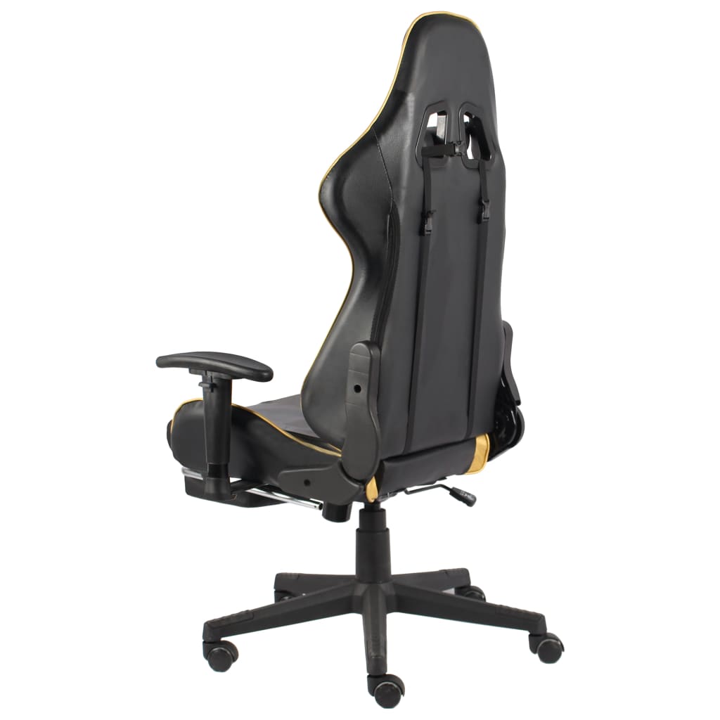 vidaXL Scaun de jocuri pivotant cu suport de picioare, auriu, PVC vidaXL Scaun de jocuri pivotant cu suport de picioare, auriu, PVC