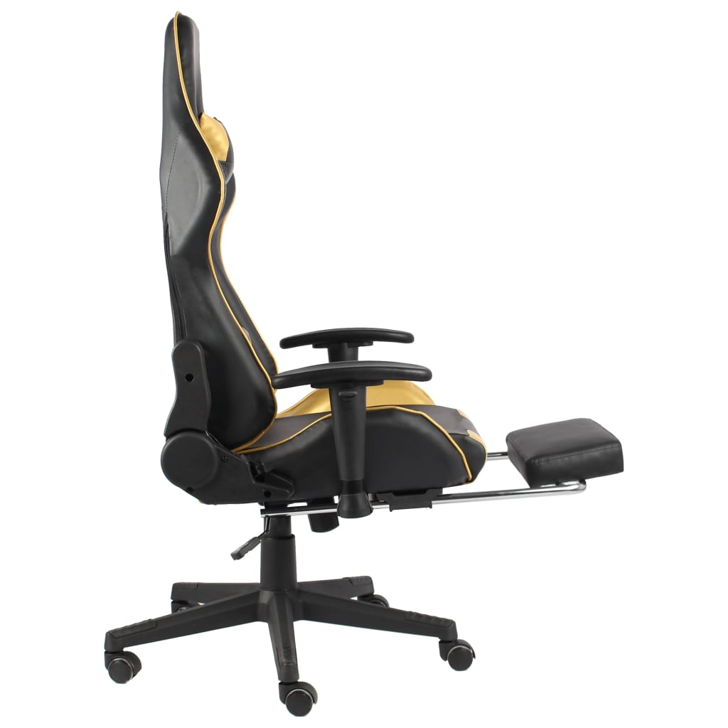 vidaXL Scaun de jocuri pivotant cu suport de picioare, auriu, PVC vidaXL Scaun de jocuri pivotant cu suport de picioare, auriu, PVC