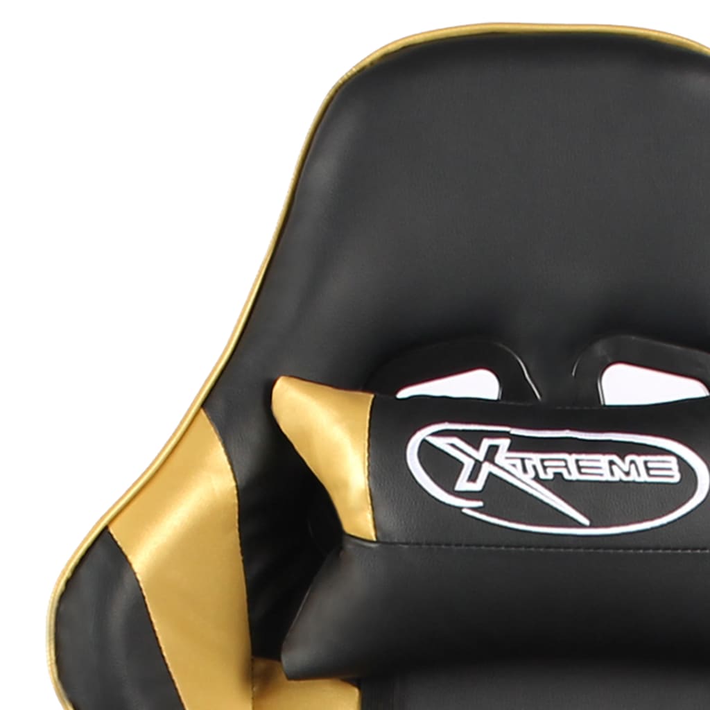 vidaXL Scaun de jocuri pivotant cu suport de picioare, auriu, PVC vidaXL Scaun de jocuri pivotant cu suport de picioare, auriu, PVC