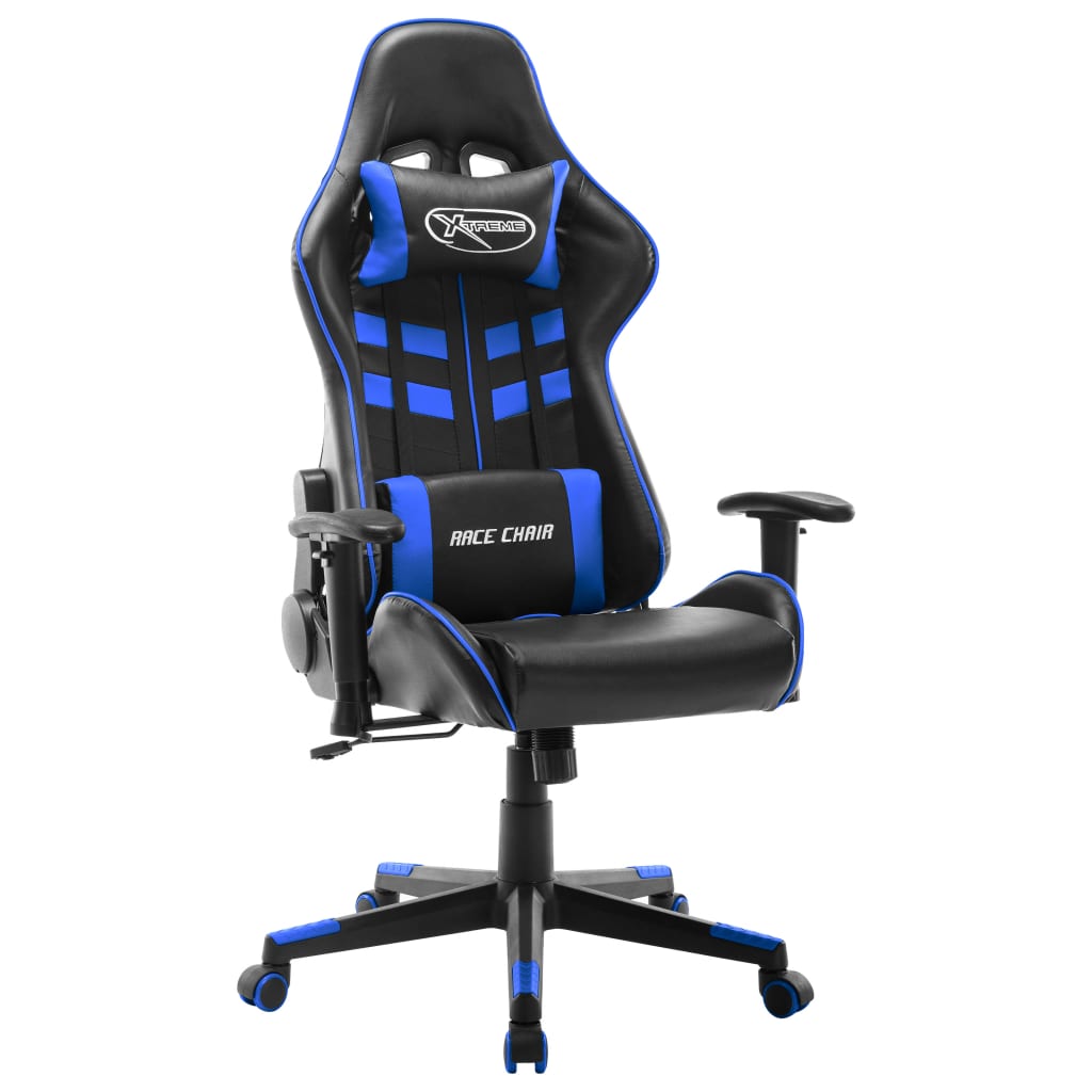 vidaXL Scaun de jocuri, negru și albastru, piele artificială vidaXL Scaun de jocuri, negru și albastru, piele artificială