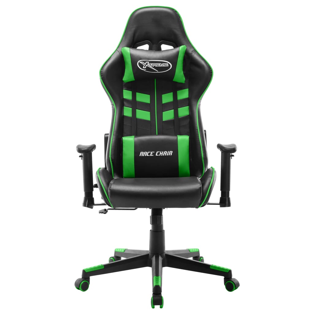 vidaXL Scaun de jocuri, negru și verde, piele artificială vidaXL Scaun de jocuri, negru și verde, piele artificială