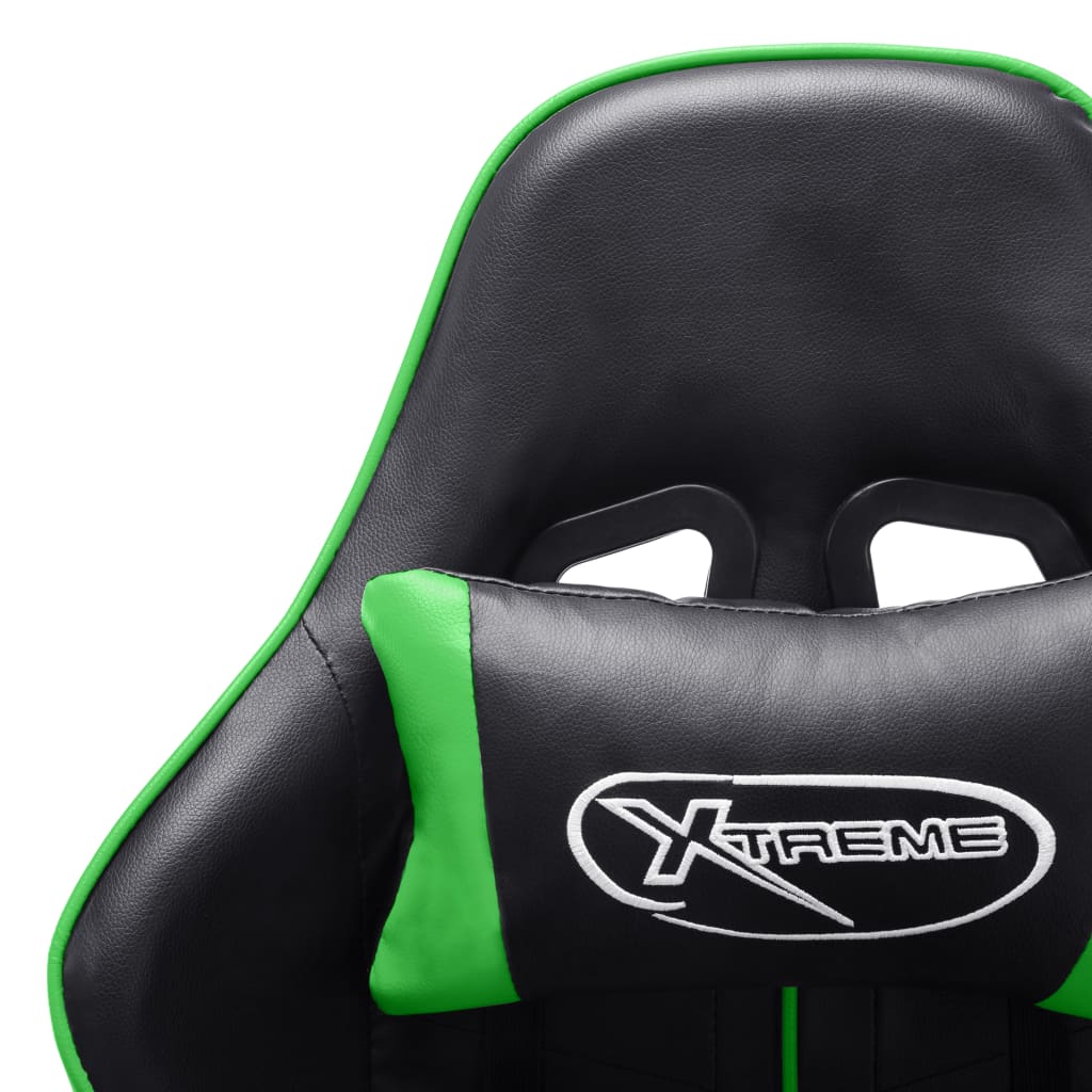 vidaXL Scaun de jocuri, negru și verde, piele artificială vidaXL Scaun de jocuri, negru și verde, piele artificială