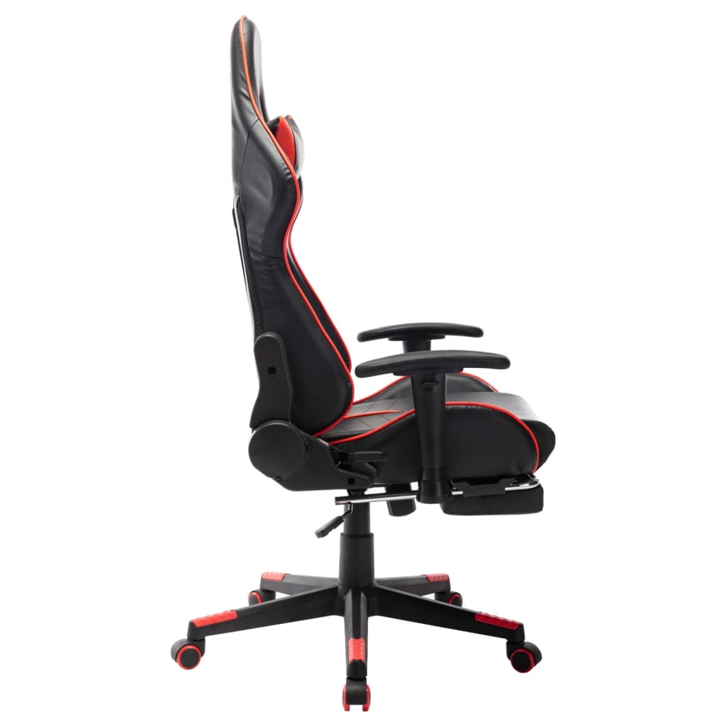 vidaXL Scaun jocuri cu suport picioare, negru/roșu, piele artificială vidaXL Scaun jocuri cu suport picioare, negru/roșu, piele artificială
