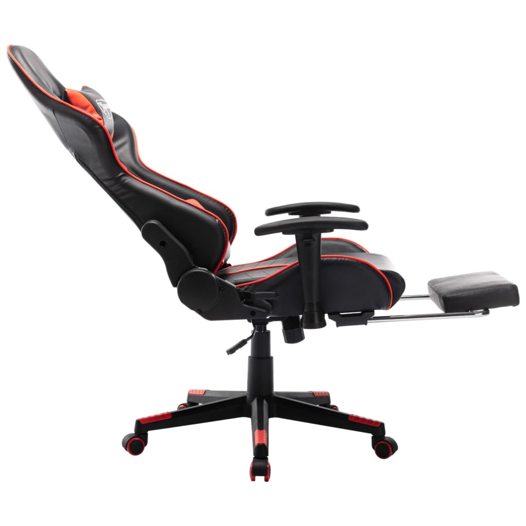 vidaXL Scaun jocuri cu suport picioare, negru/roșu, piele artificială vidaXL Scaun jocuri cu suport picioare, negru/roșu, piele artificială