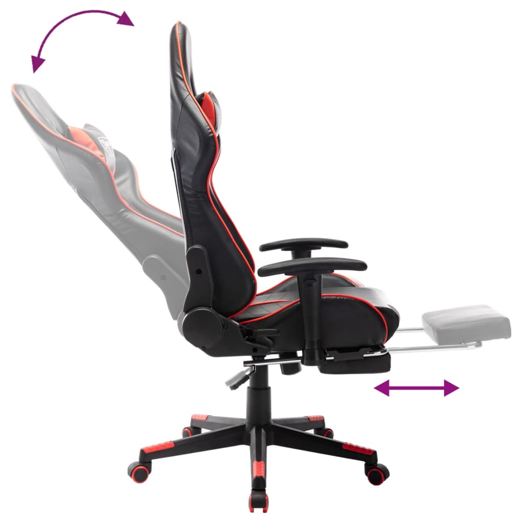 vidaXL Scaun jocuri cu suport picioare, negru/roșu, piele artificială vidaXL Scaun jocuri cu suport picioare, negru/roșu, piele artificială