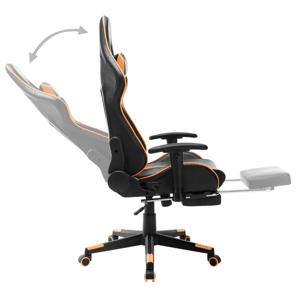 vidaXL Scaun gaming cu suport picioare, negru/oranj, piele ecologică