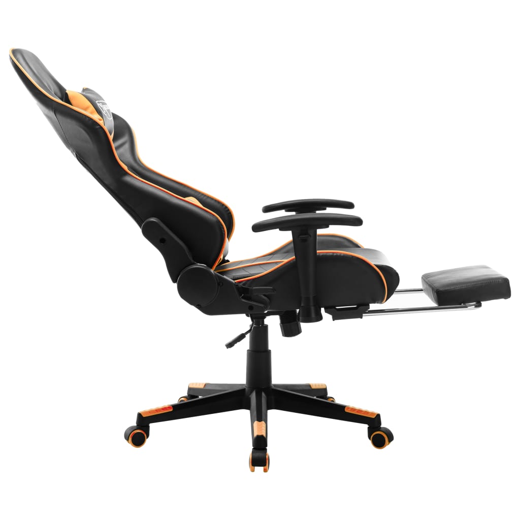 vidaXL Scaun gaming cu suport picioare, negru/oranj, piele ecologică