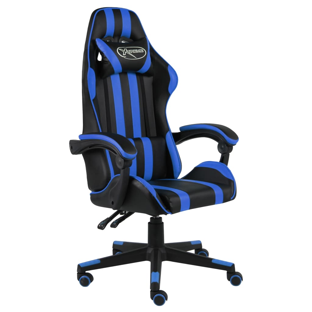 vidaXL Scaun de racing, negru și albastru, piele ecologică vidaXL Scaun de racing, negru și albastru, piele ecologică