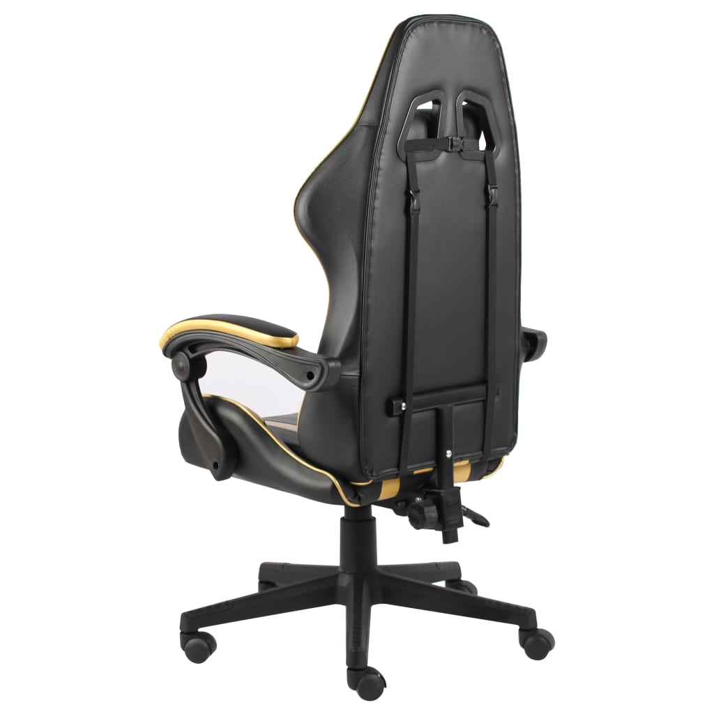 vidaXL Scaun de racing, negru și auriu, piele ecologică vidaXL Scaun de racing, negru și auriu, piele ecologică