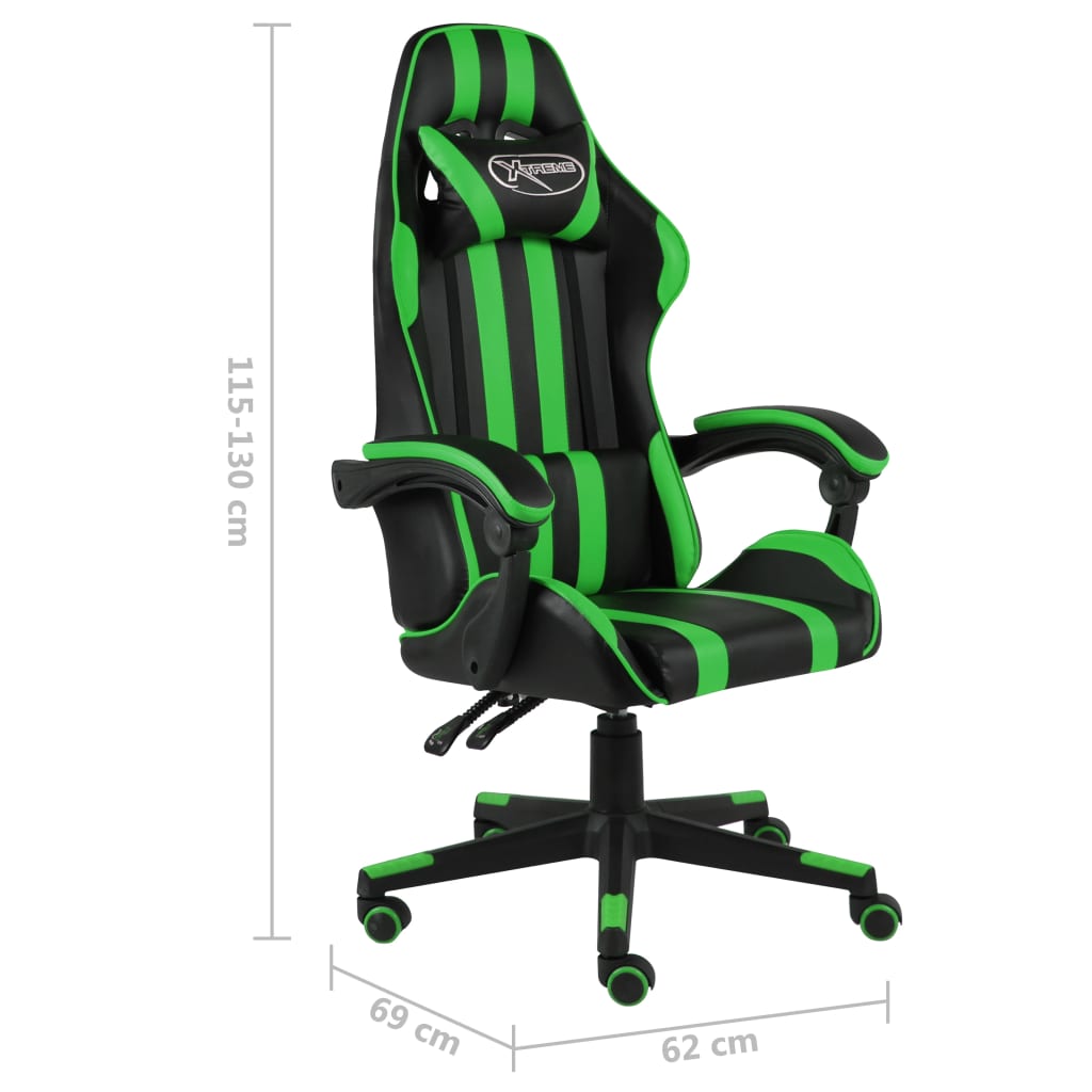 vidaXL Scaun de racing, negru și verde, piele ecologică vidaXL Scaun de racing, negru și verde, piele ecologică