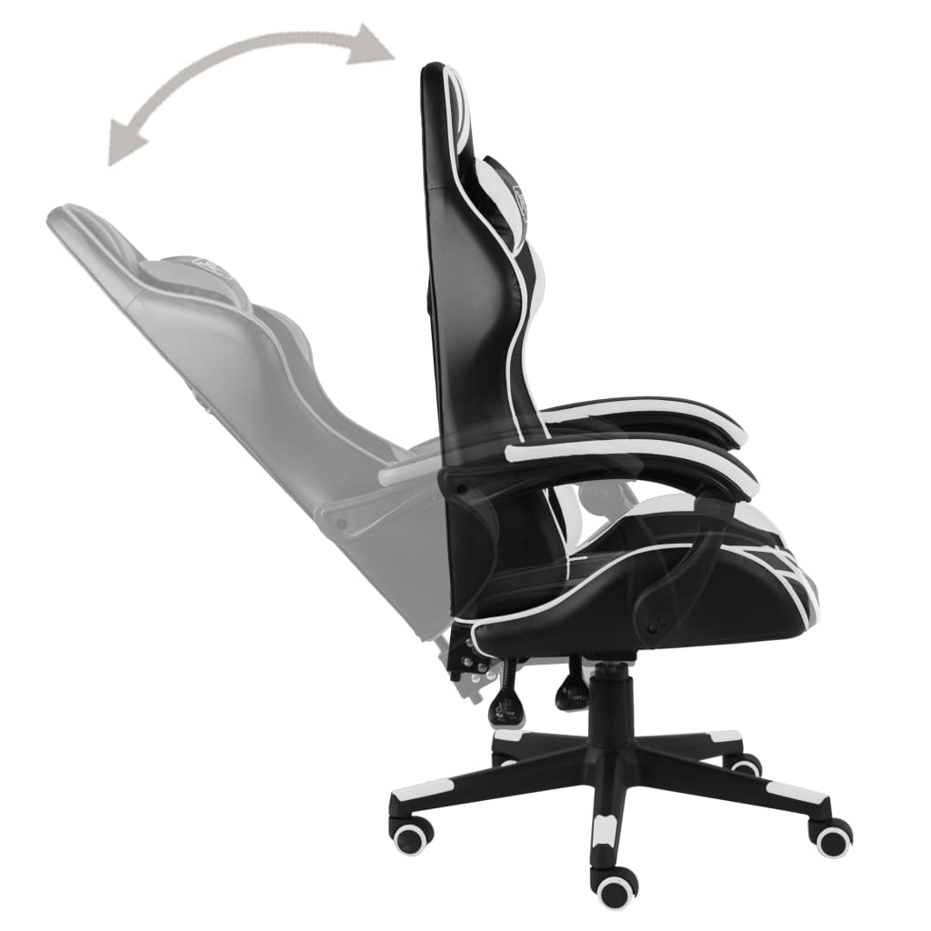 vidaXL Scaun de racing, negru și alb, piele ecologică vidaXL Scaun de racing, negru și alb, piele ecologică