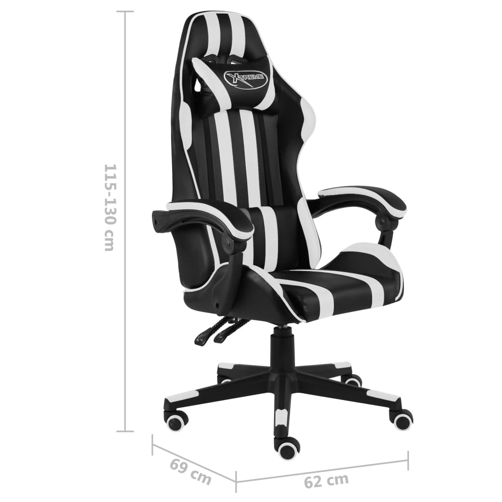 vidaXL Scaun de racing, negru și alb, piele ecologică vidaXL Scaun de racing, negru și alb, piele ecologică