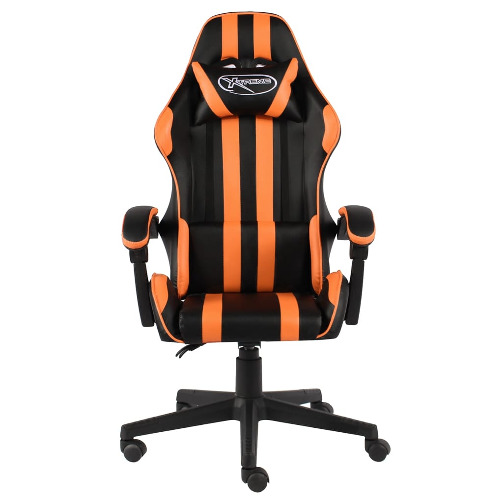 vidaXL Scaun de racing, negru și portocaliu, piele ecologică vidaXL Scaun de racing, negru și portocaliu, piele ecologică