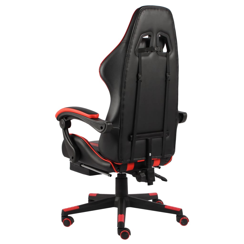 vidaXL Scaun de racing suport picioare negru/roșu piele ecologică vidaXL Scaun de racing suport picioare negru/roșu piele ecologică